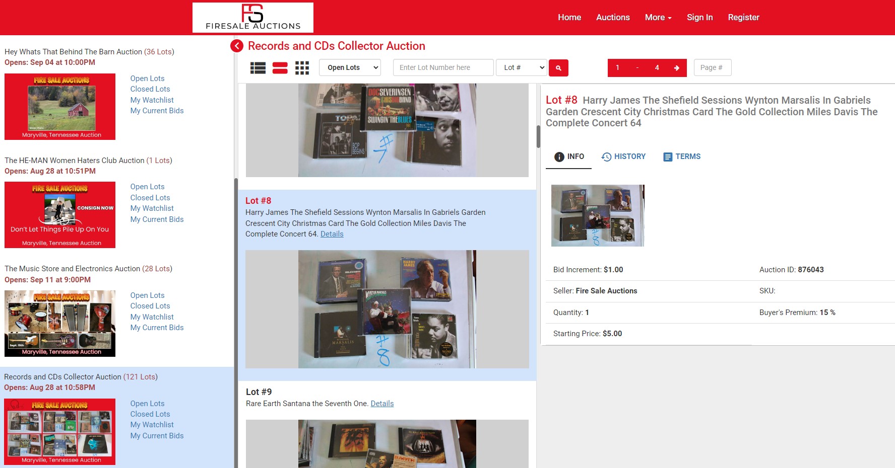 Layout Sample for FireSale Auction